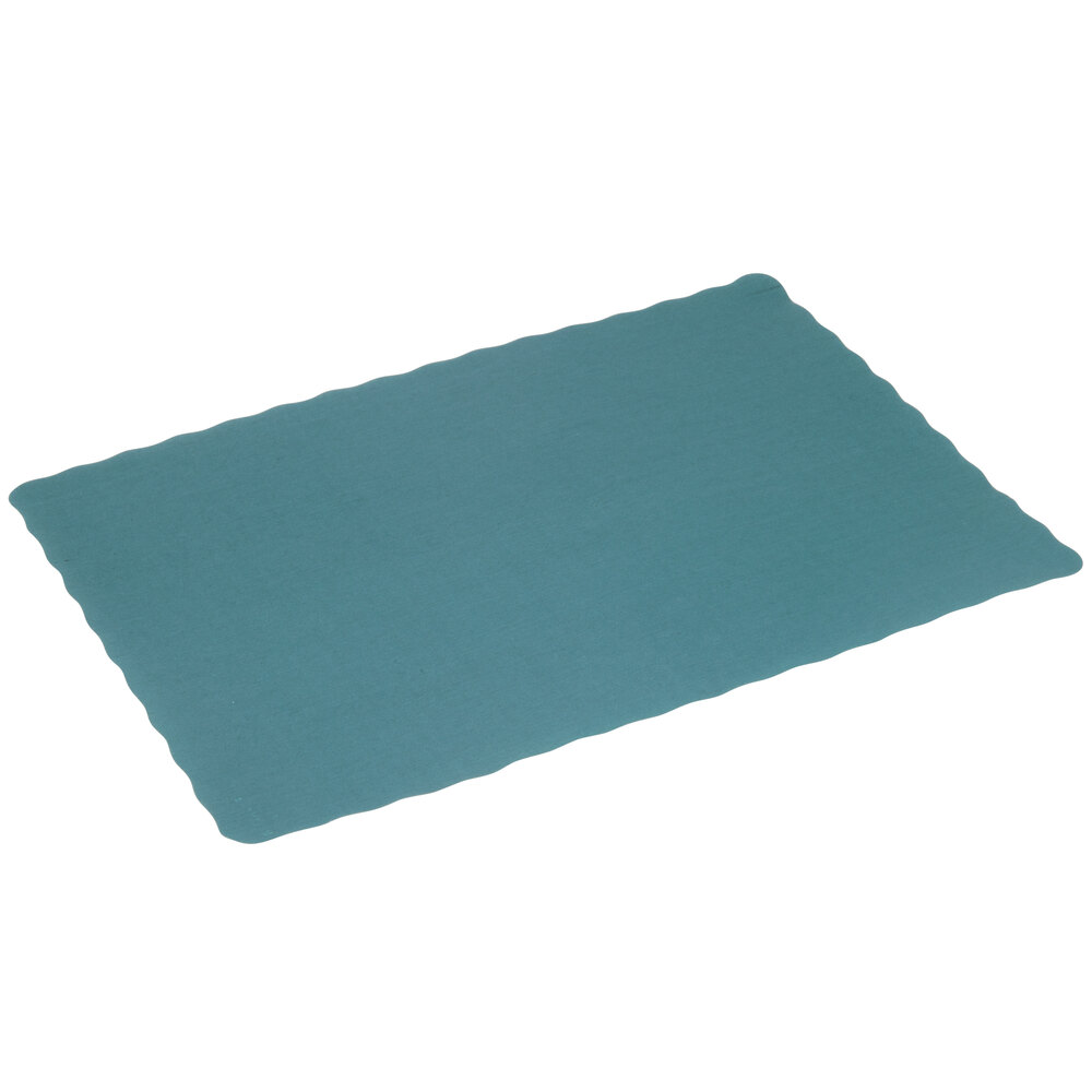 10" x 14" Emerald Green Colored Paper Placemat with Scalloped Edge