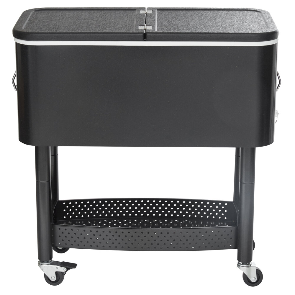 65 Qt. Black Cooler Cart 31 1/8" x 15 3/8" x 32 11/16"