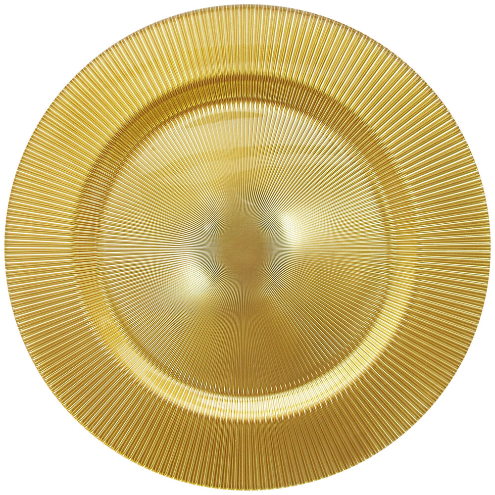 The Jay Companies 13 Round Sunray Gold Glass Charger Plate