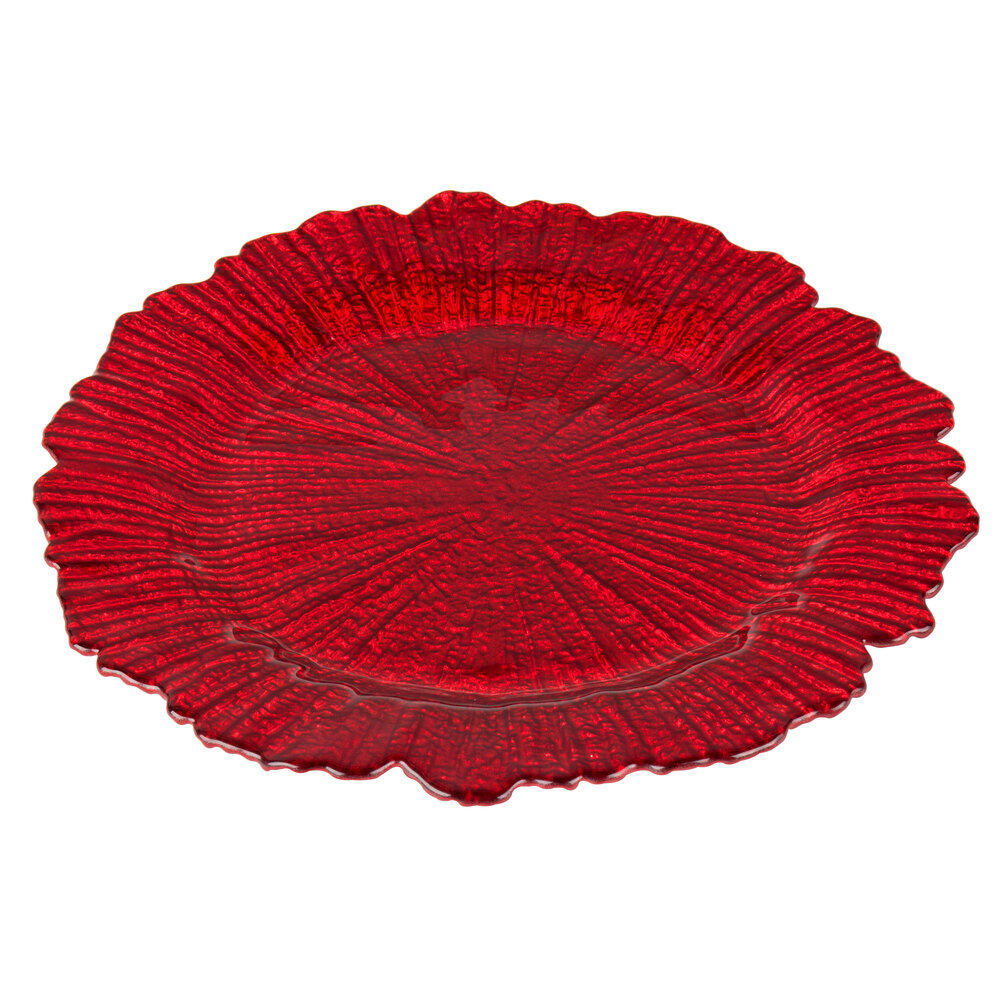 The Jay Companies 1470110RD 13" Round Reef Red Glass Charger Plate