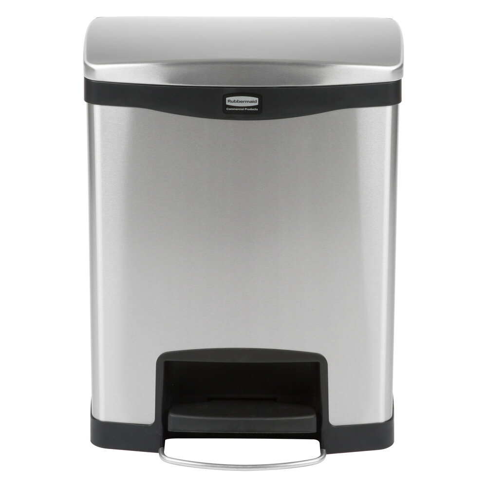 Rubbermaid 1901987 Slim Jim Stainless Steel Black Accent Rectangular