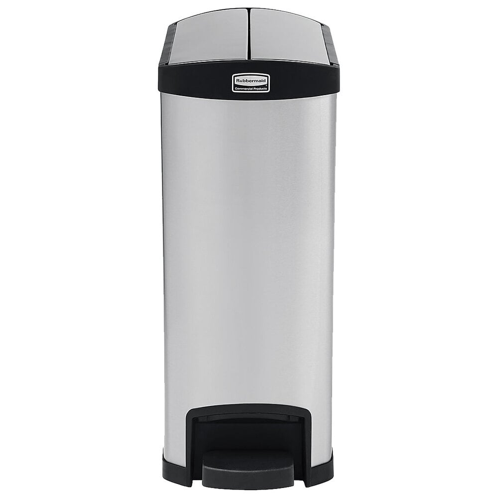Rubbermaid Decorative Trash Cans Webstaurant Rubbermaid 1901993 Slim Jim Stainless Steel Black Accent End Step On Trash Can With Single