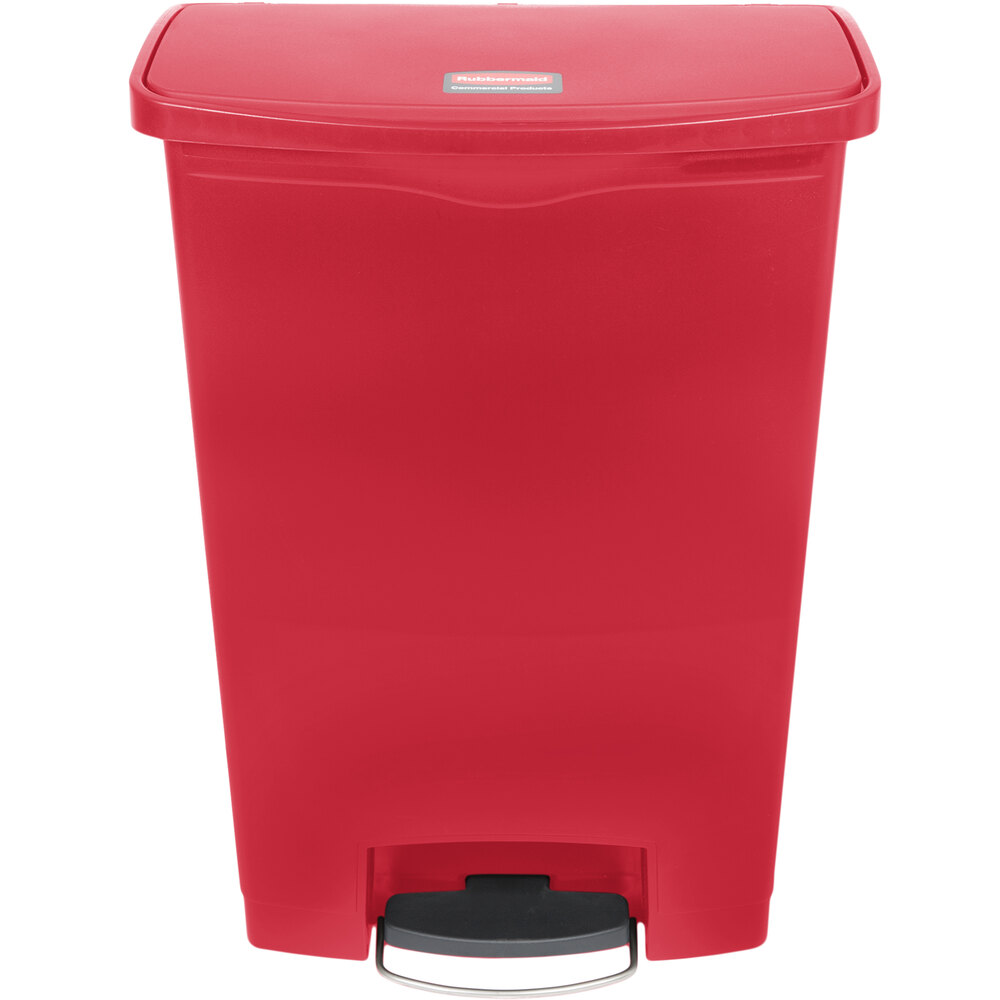 Rubbermaid 1883570 Slim Jim Resin Red Front StepOn Rectangular Trash