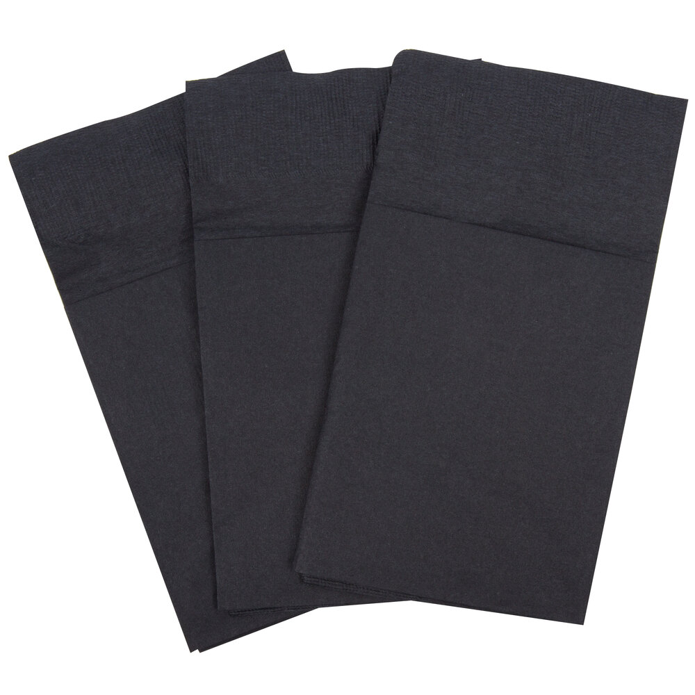 Black Pocket Fold Dinner Napkin, Choice ReadyNap 15" x 17" 50/Pack