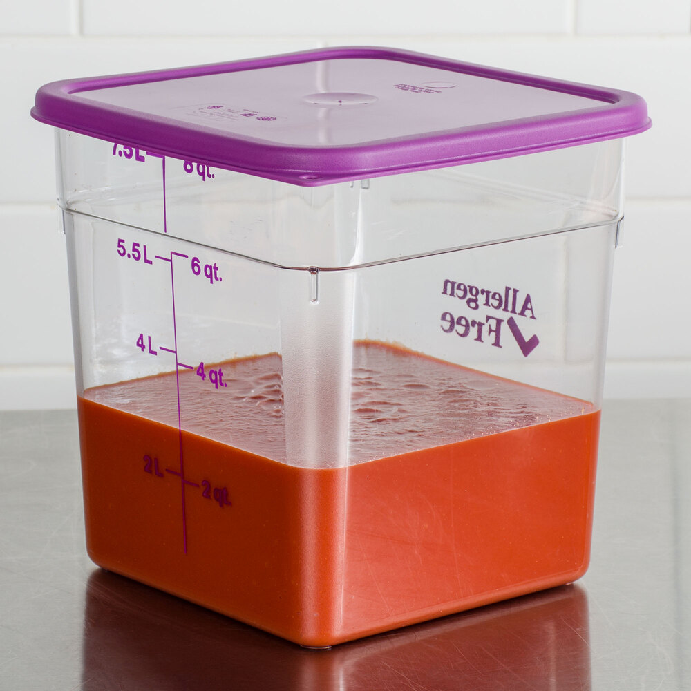 Cambro 8SFSCW441 CamSquare 8 Qt. Allergen Free Purple Food Storage