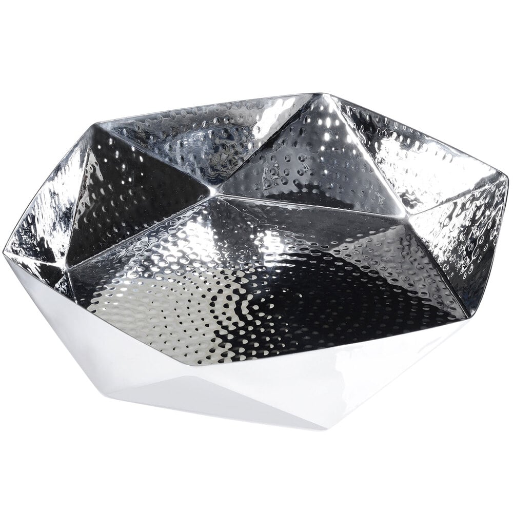 Eastern Tabletop 9381 10" Hammered Stainless Steel Geometric Bowl