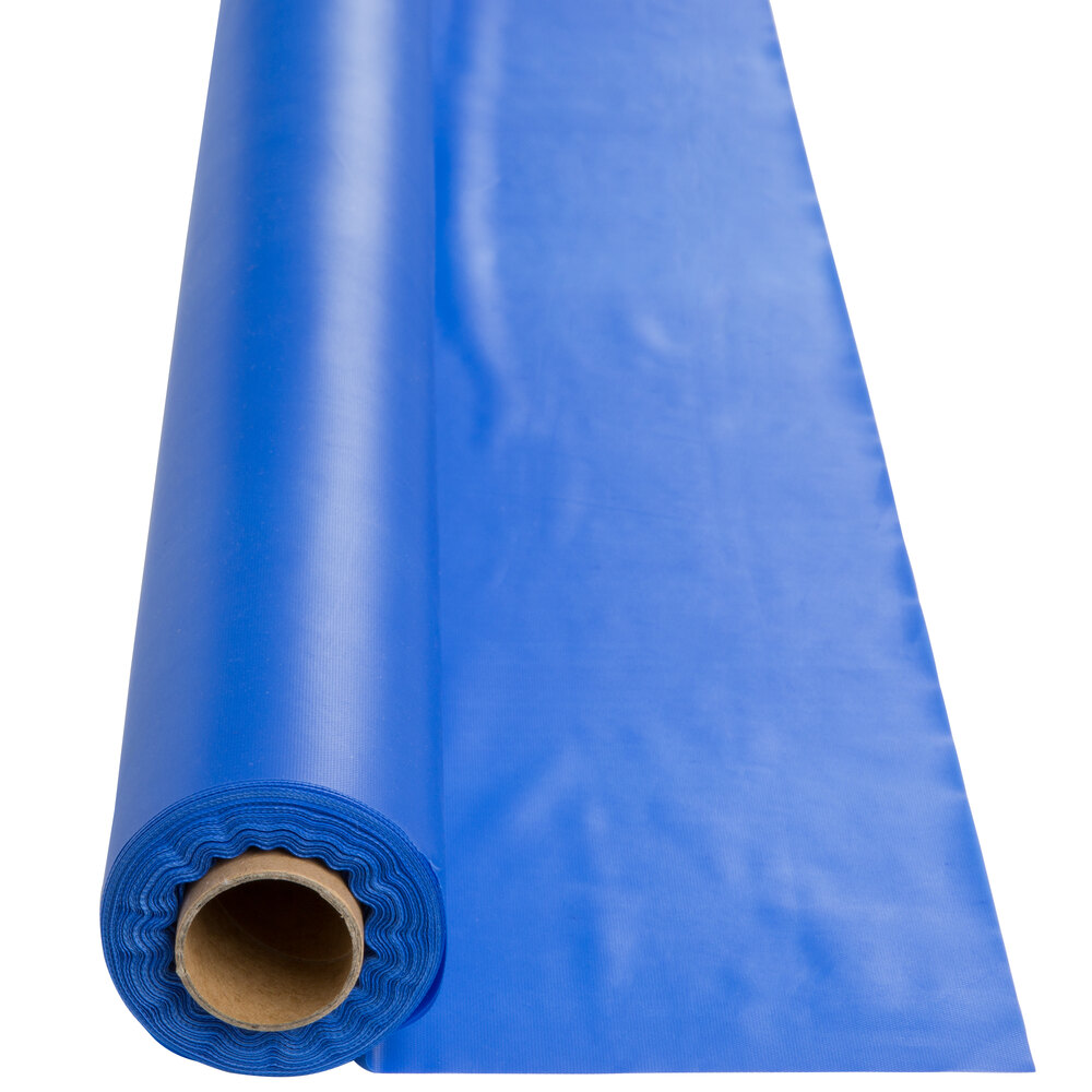 Creative Converting 763147 100' Cobalt Blue Disposable Plastic Table Cover