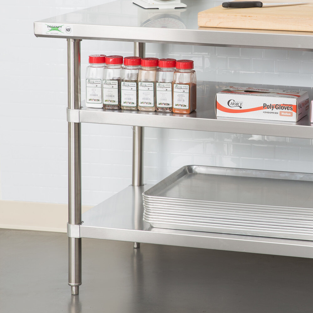 Regency Adjustable Stainless Steel Work Table Undershelf for 24" x 36