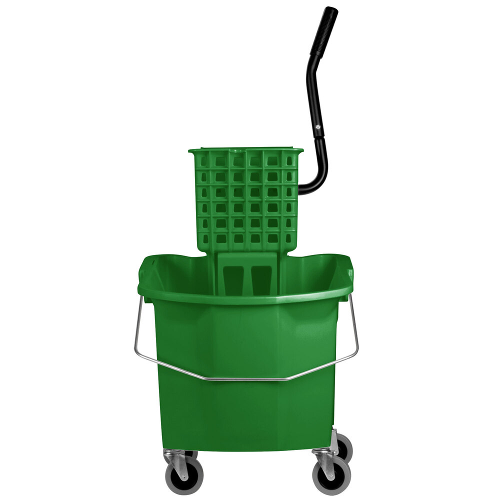 Continental 335312GN 35 Qt. Green Splash Guard Mop Bucket with Side