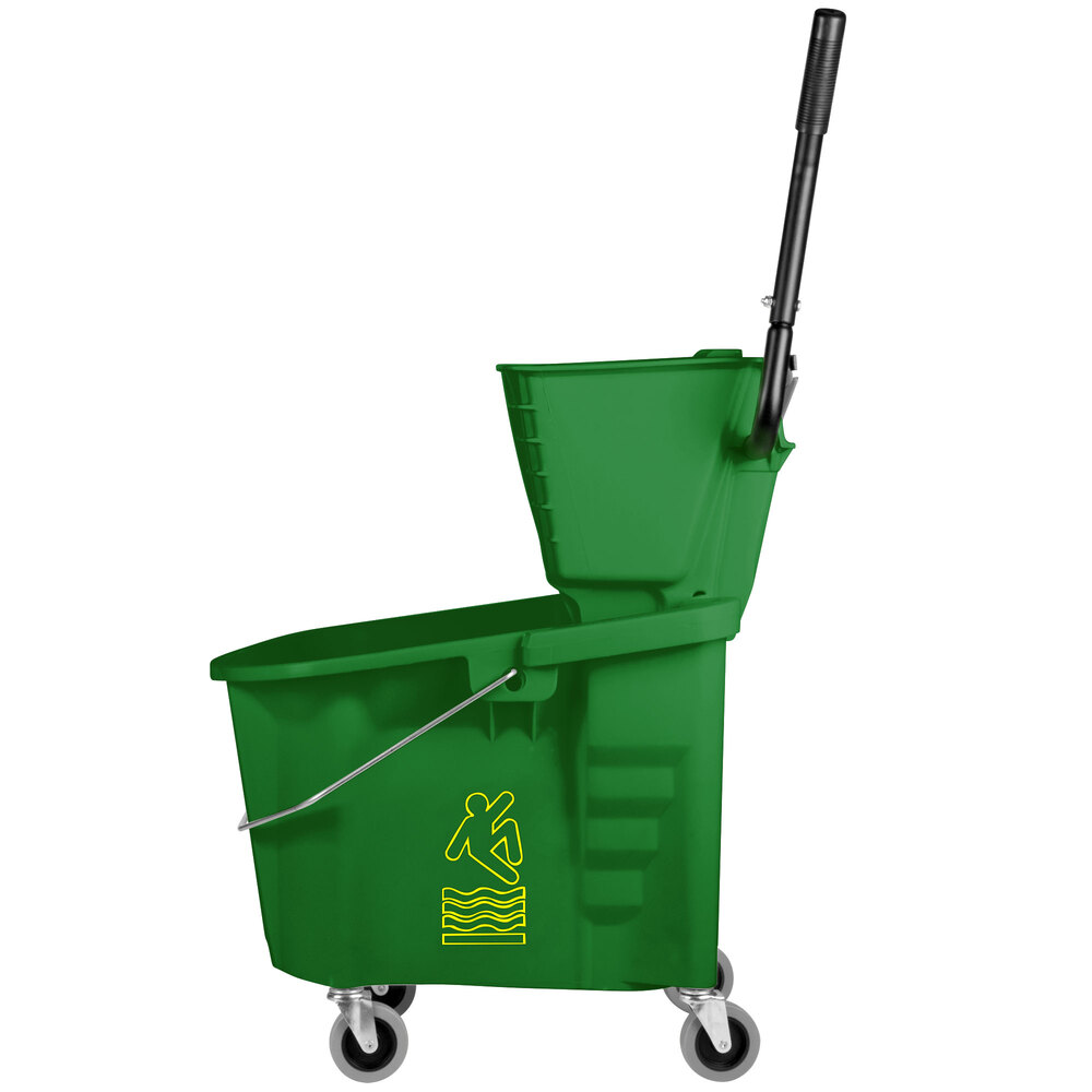 Continental 335312GN 35 Qt. Green Splash Guard Mop Bucket with SidePress Wringer
