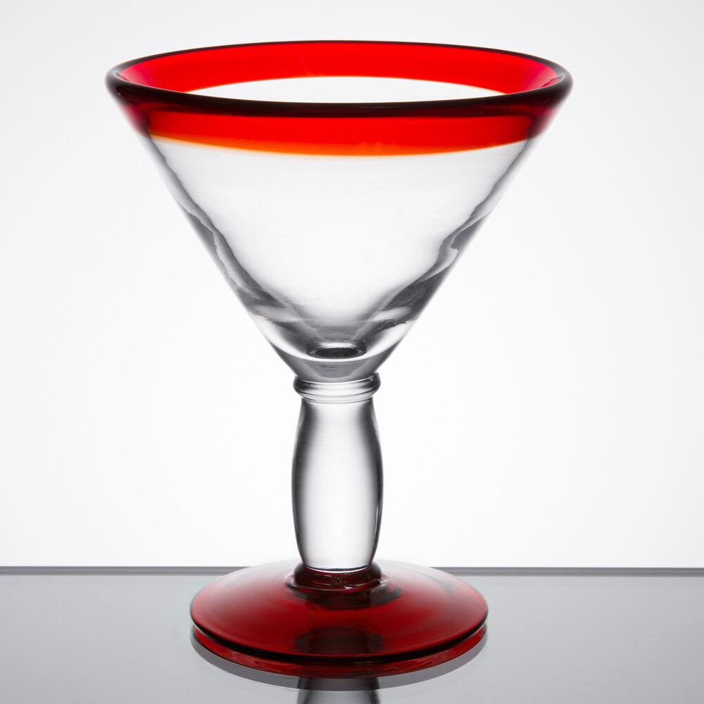 Libbey 92305r Aruba 10 Oz Martini Glass With Red Rim And Base 12 Case