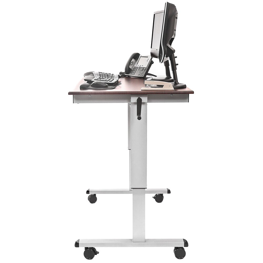 Luxor STANDUP-CF48-DW Adjustable Standing Desk With Silver Steel Frame ...