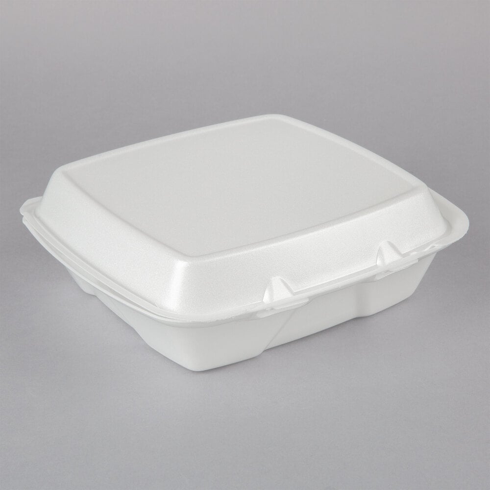 Dart 90HTPF1R 9" x 9" x 3" White Foam Square Take Out Container with