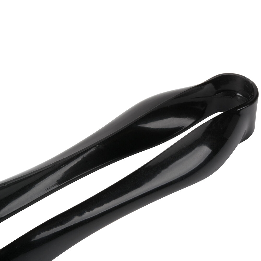 Visions 6" Black Disposable Plastic Tongs 6/Pack