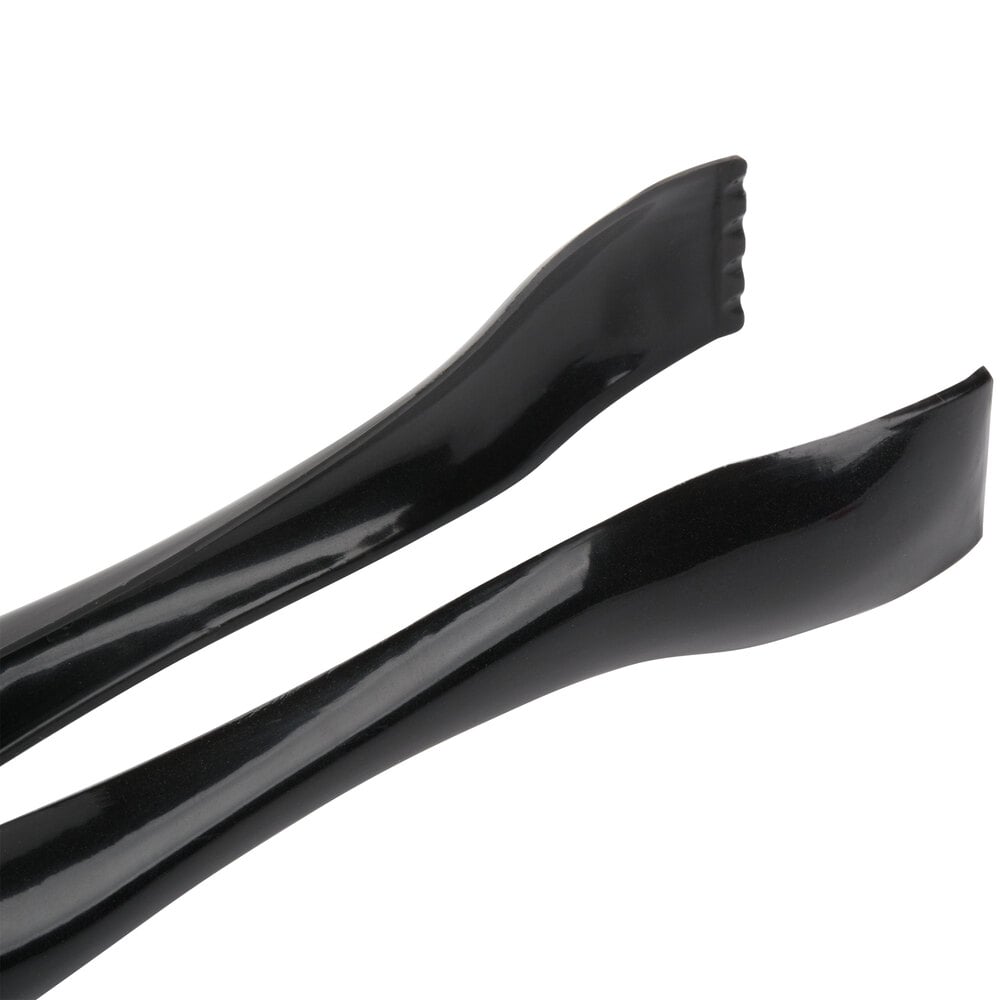 Visions 6" Black Disposable Plastic Tongs 6/Pack