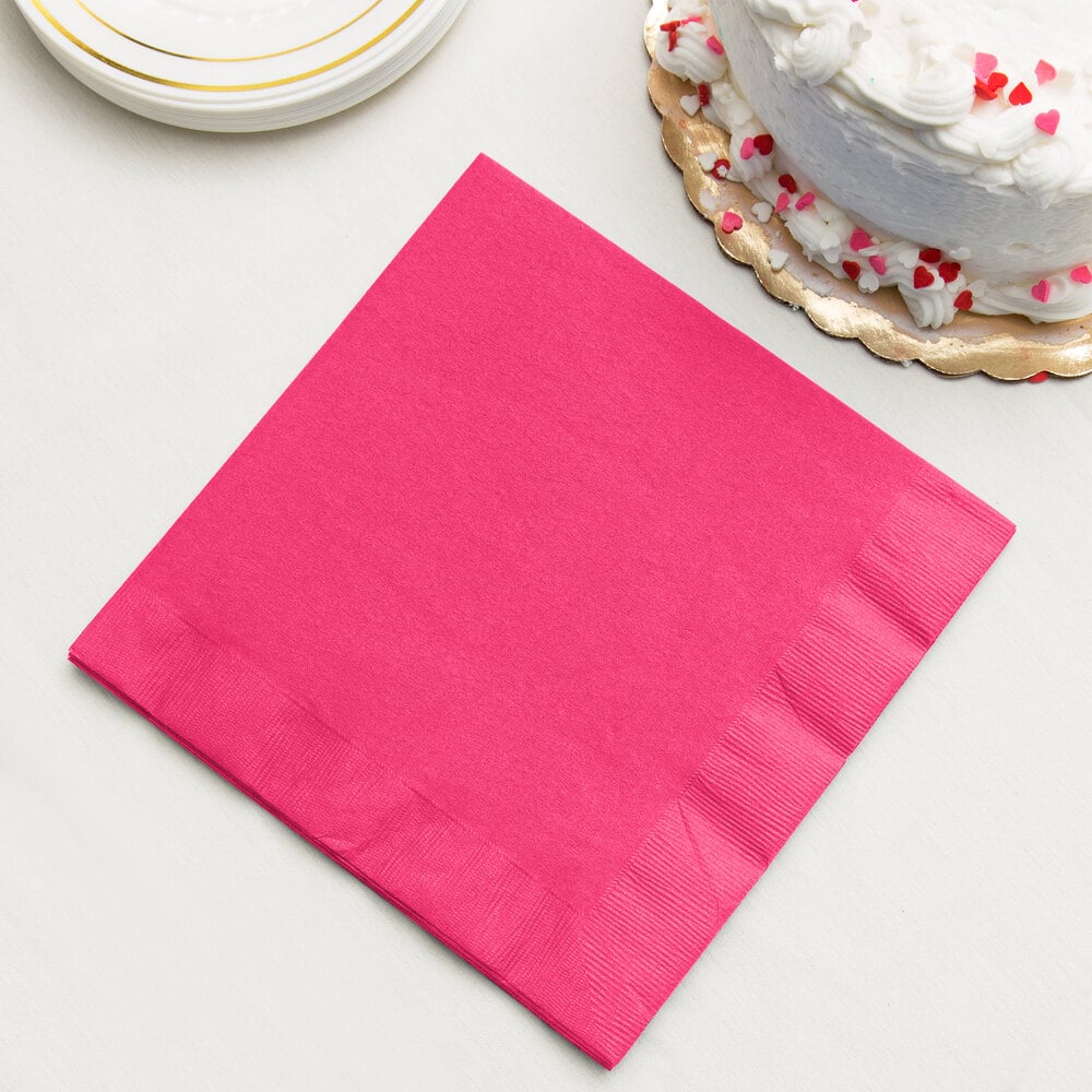 Hot Magenta Pink Paper Dinner Napkins, 3Ply Creative Converting 59177B 250/Case