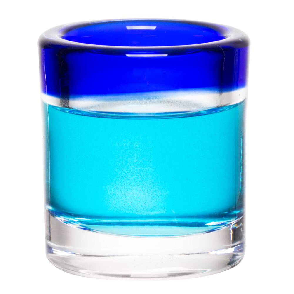 Libbey 92311 Aruba 2.5 oz. Rocks Shot Glass with Cobalt Blue Rim - 24/Case