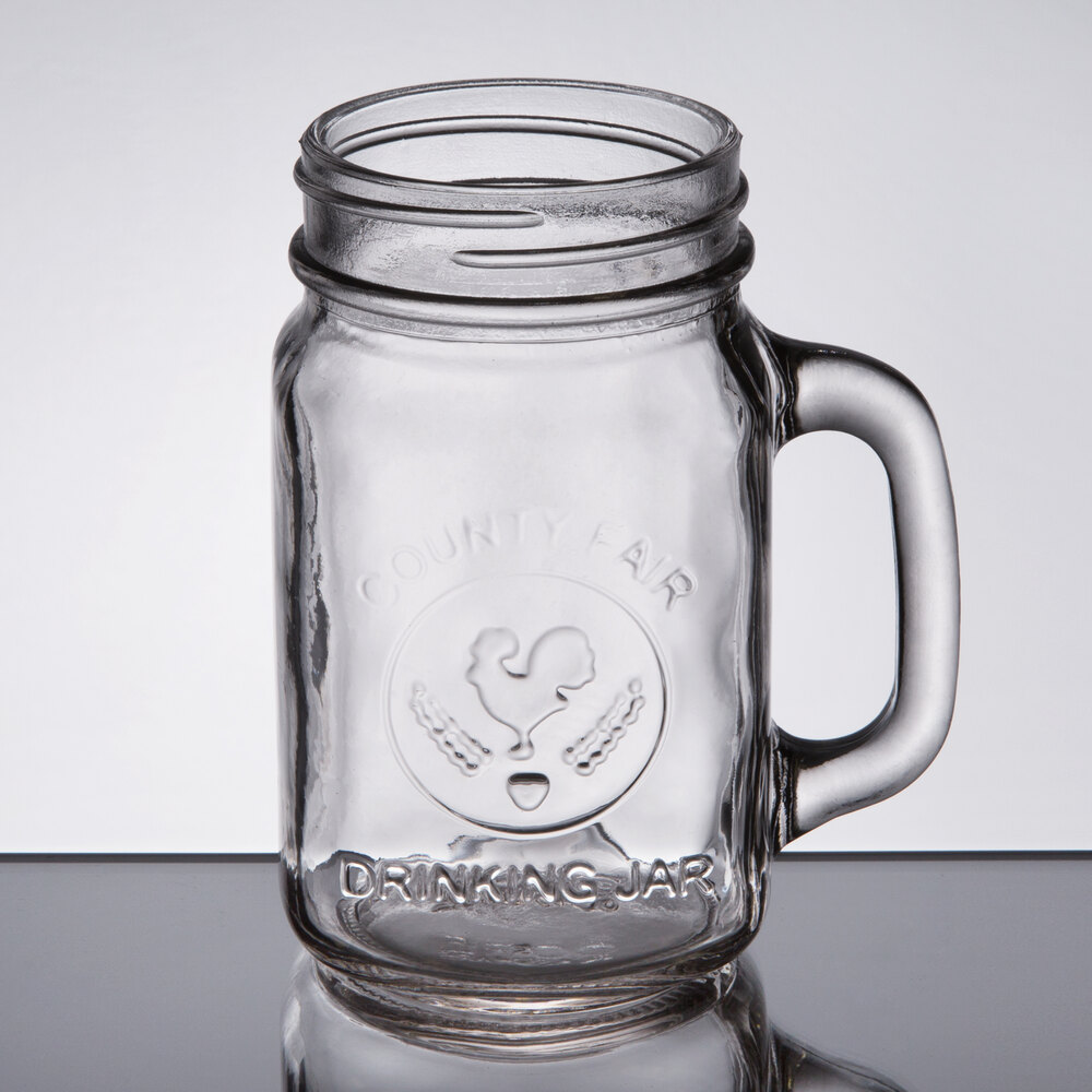 Core 16 oz. County Fair Mason Jar / Drinking Jar with Handle - 12/Case