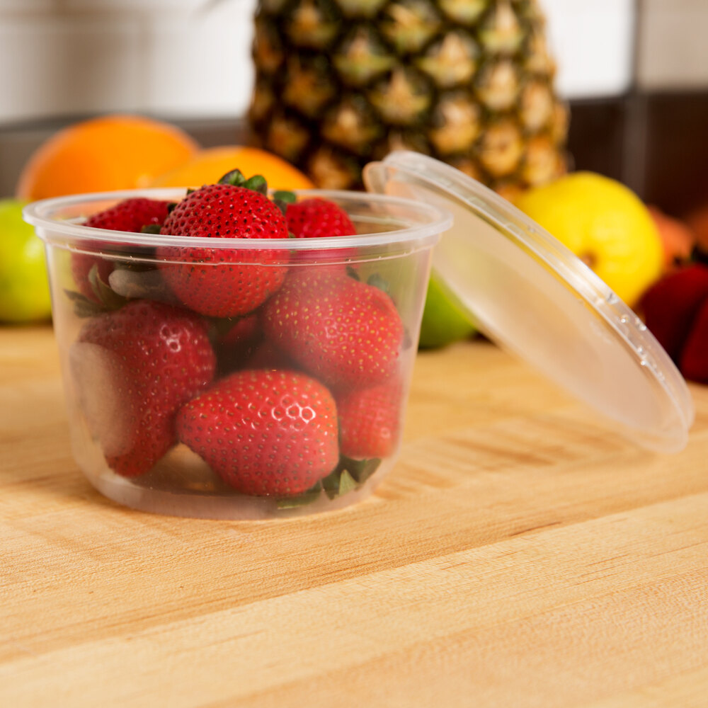 Choice 16 oz. Ultra Clear Recycled PET Plastic Round Deli Container and