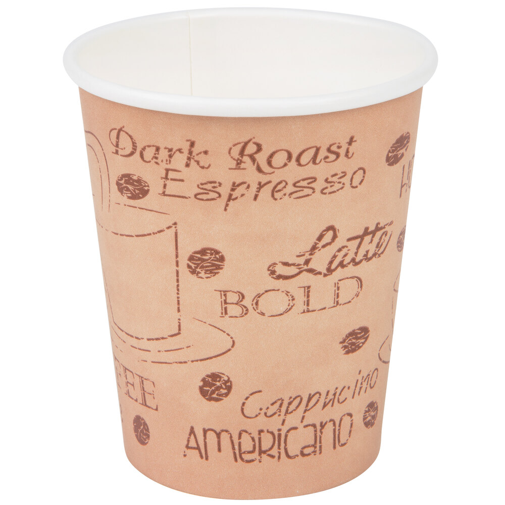 Choice 8 oz. Café Print Poly Paper Hot Cup - 1000/Case