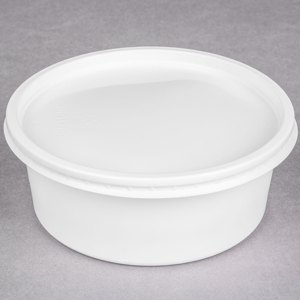 Choice 8 oz. White Microwavable Plastic Round Deli Container - 500/Case