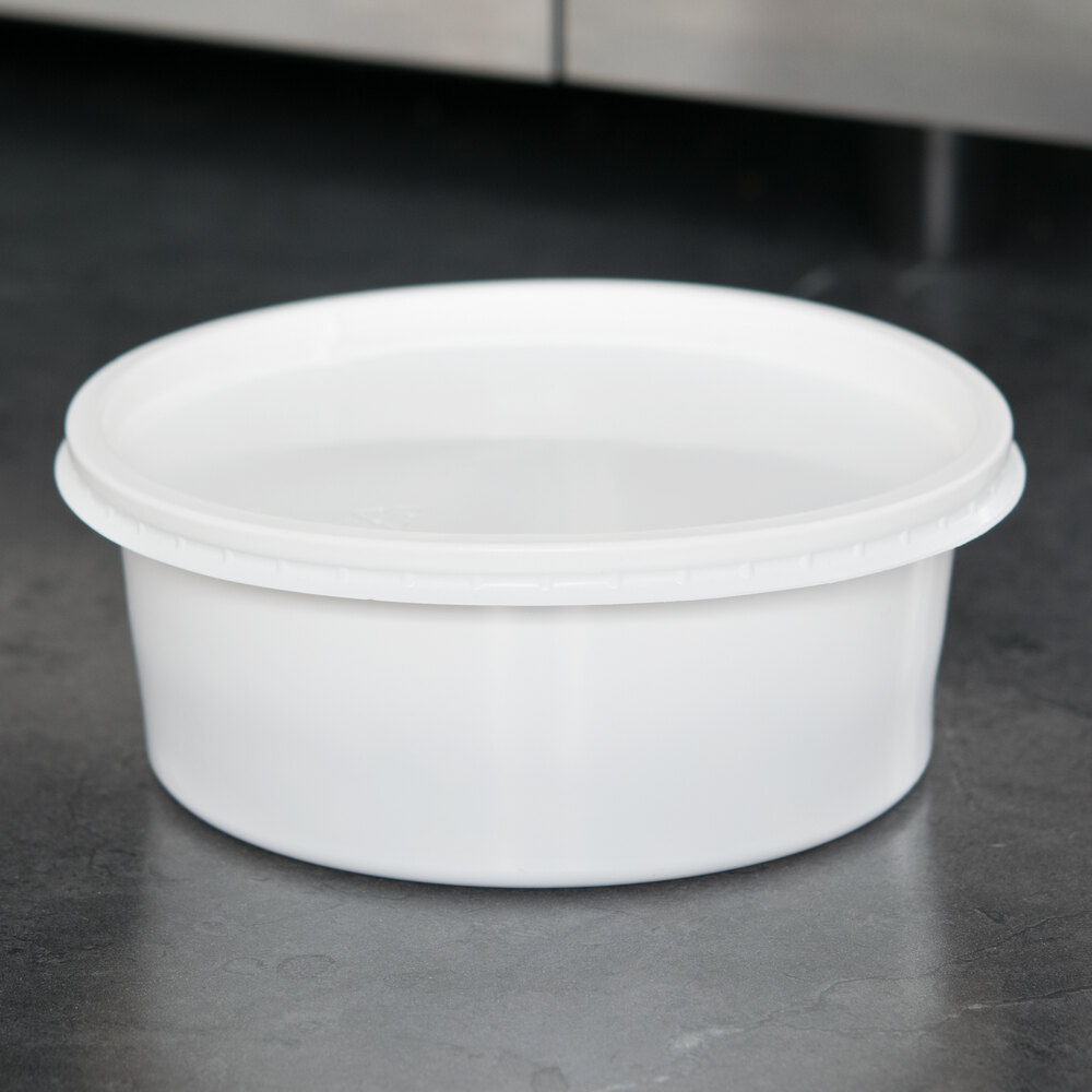 Choice 8 oz. White Microwavable Plastic Round Deli Container 500/Case