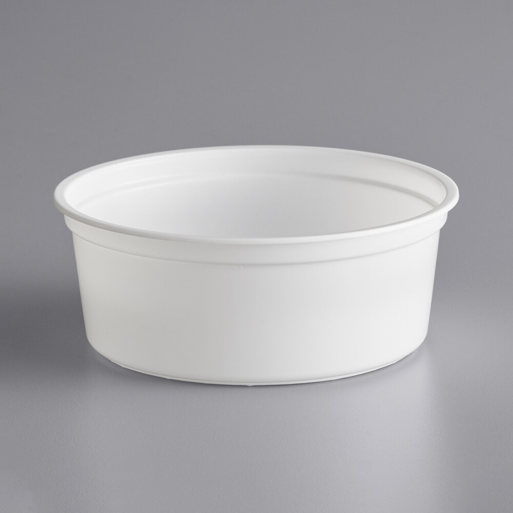 Choice 8 oz. White Microwavable Plastic Round Deli Container 500/Case