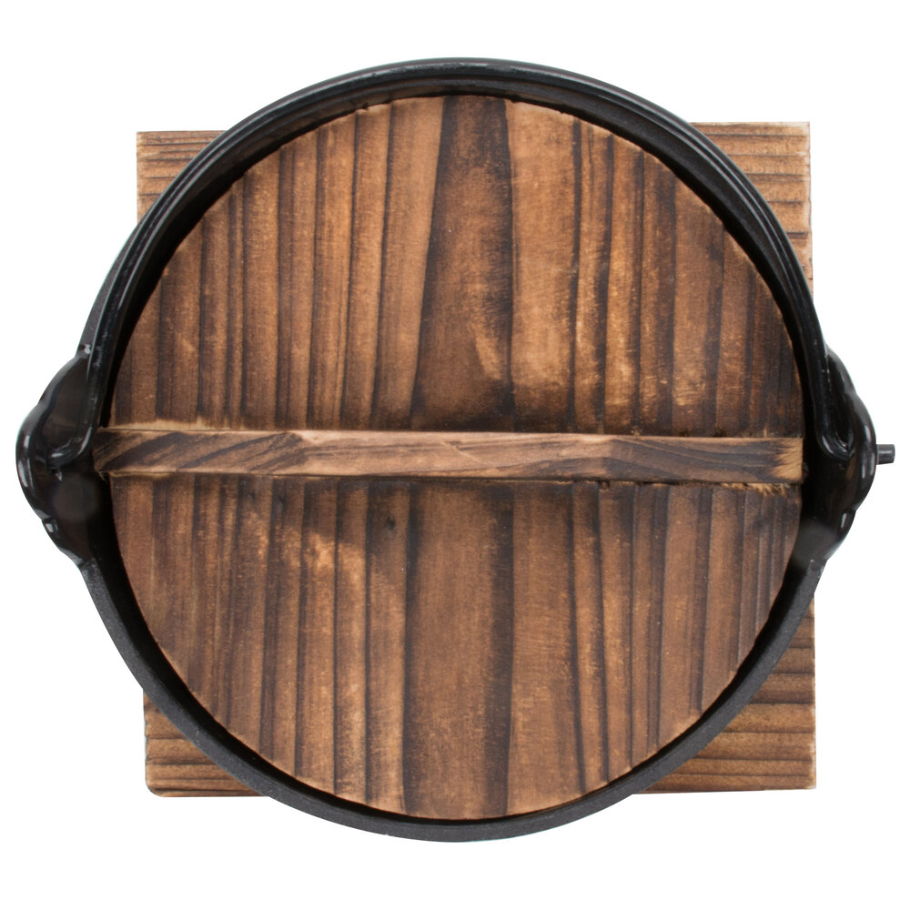 Cast Iron Japanese Noodle Bowl with Wooden Lid and Base 24 oz.