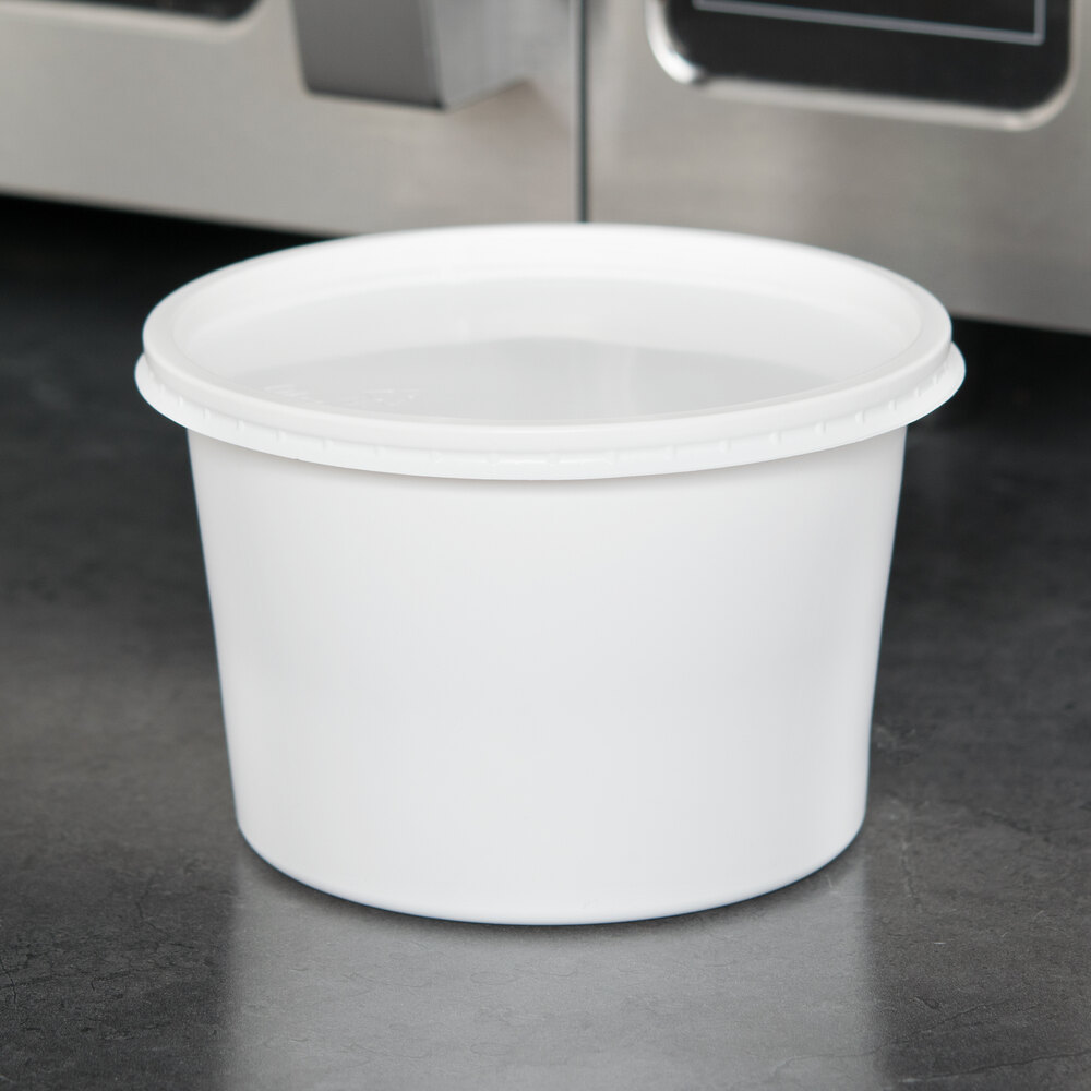 Choice 16 oz. White Microwavable Plastic Round Deli Container - 50/Pack