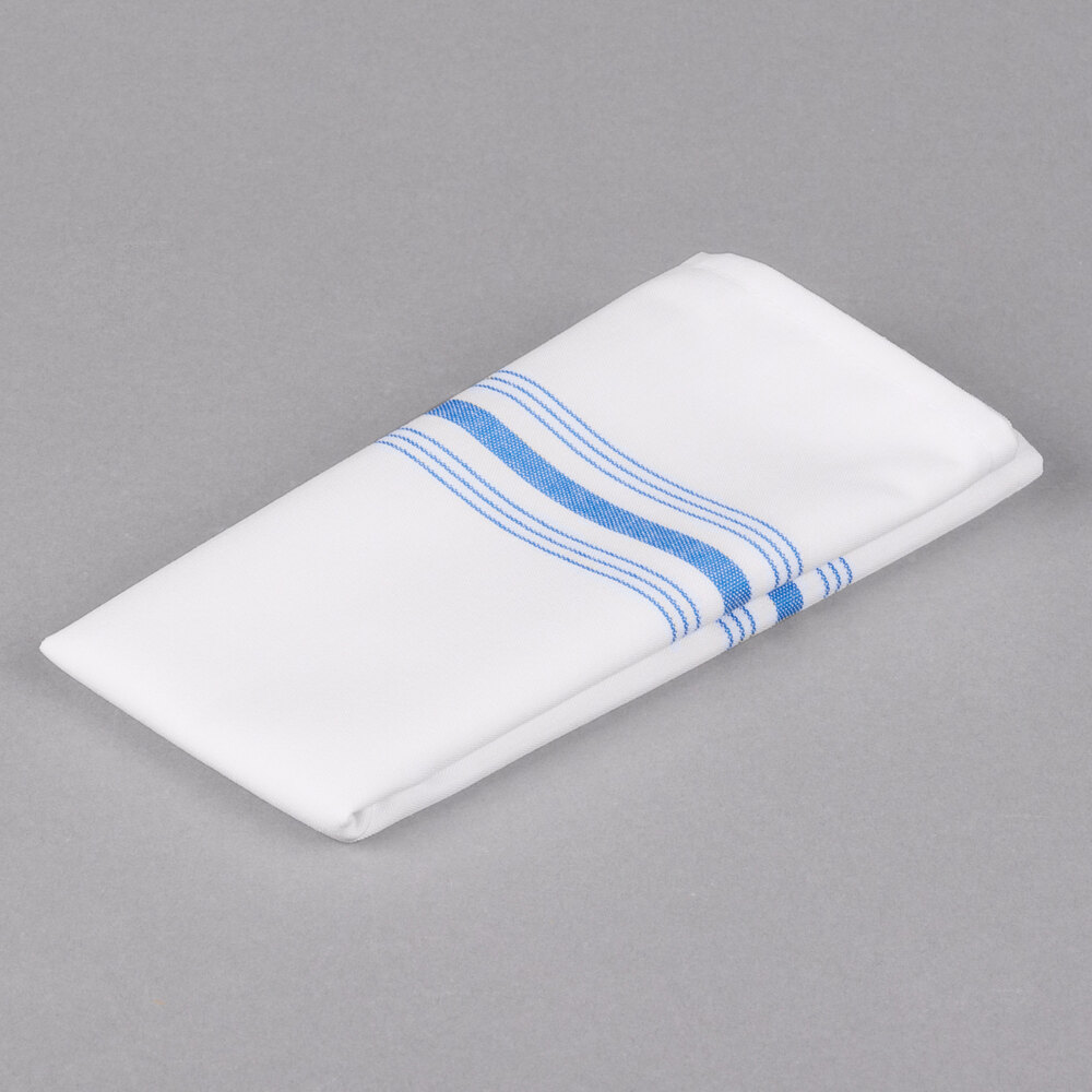 Snap Drape NAPFSBLU Farm Stripe 18" x 22" Blue Striped Cloth Napkin