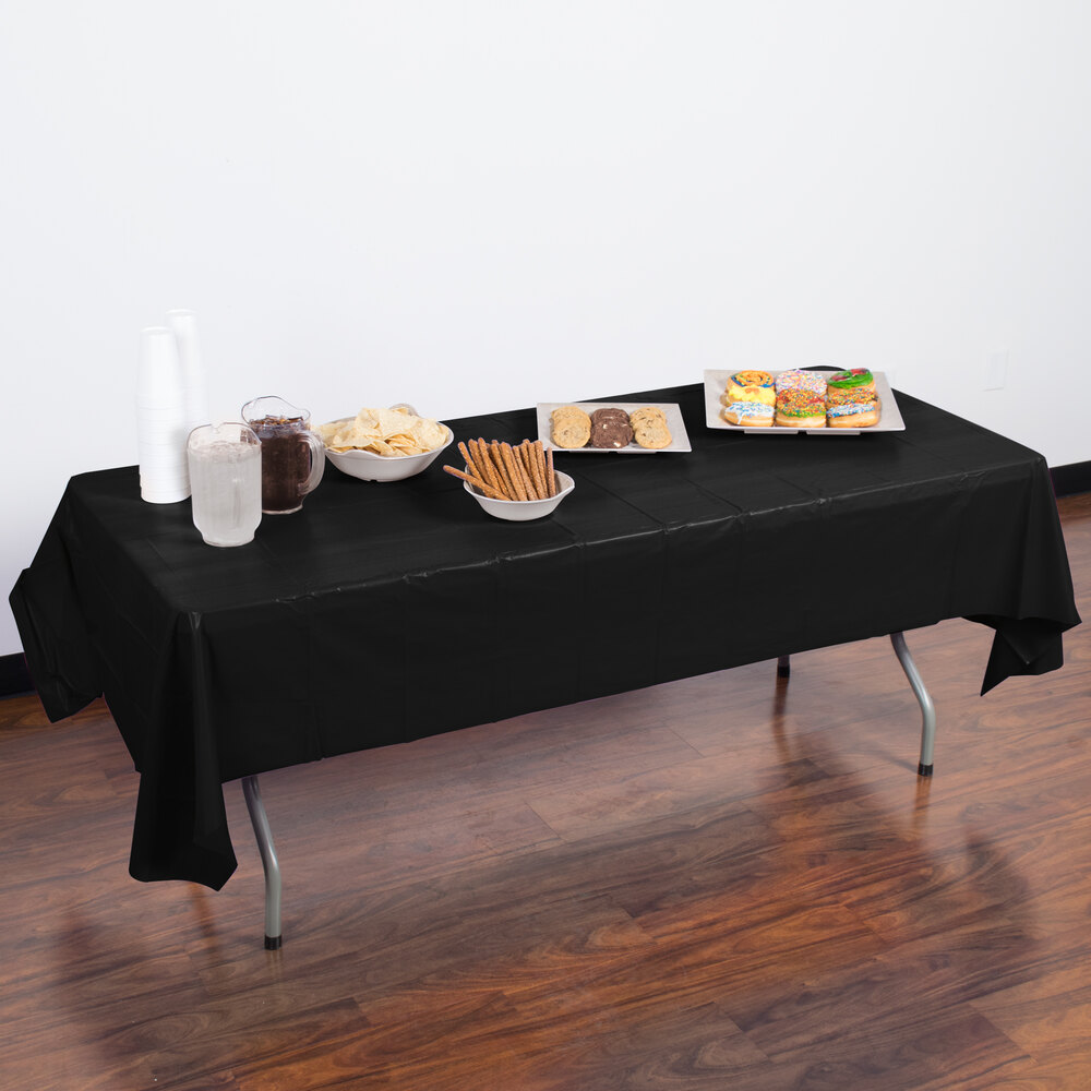 Creative Converting 01290B 54" x 108" Black Velvet Disposable Plastic