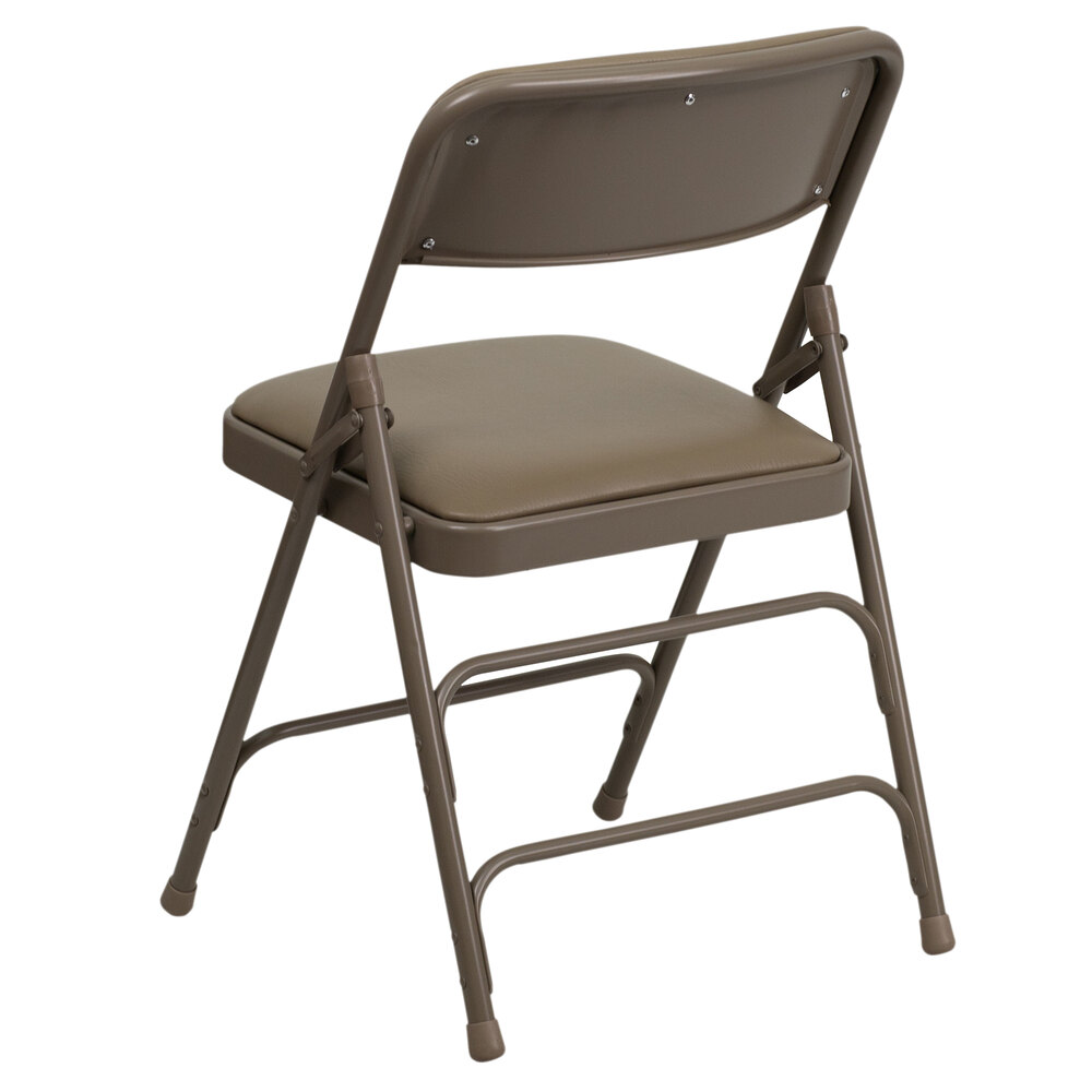 Flash Furniture HAMC309AVBGEGG Beige Metal Folding Chair with 1" Padded Vinyl Seat