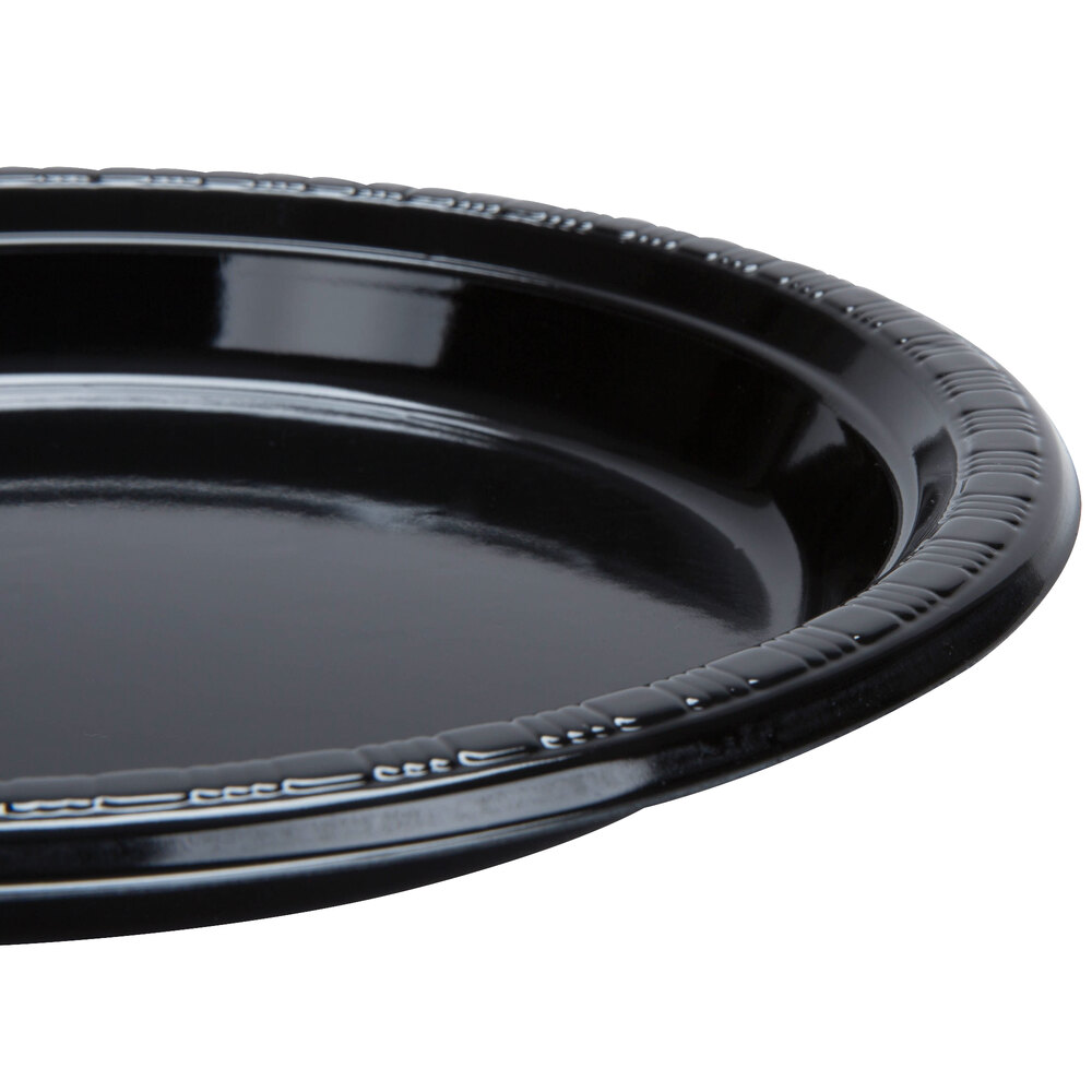 Creative Converting 28134021B 9" Black Velvet Plastic Plate 50/Pack
