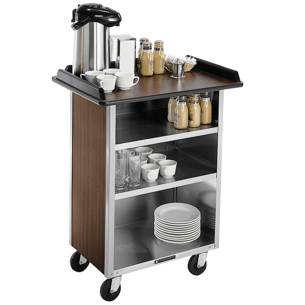 Lakeside 636W Stainless Steel Beverage Service Cart with 3 Shelves and
