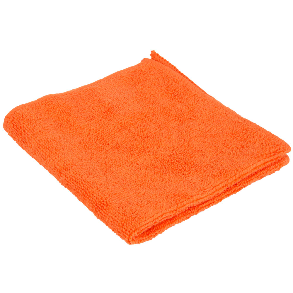 12" x 12" Orange Microfiber Cleaning Cloth 12/Pack