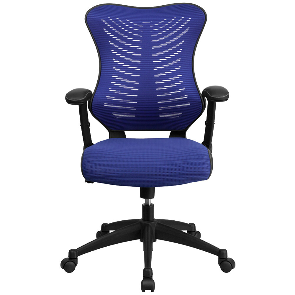 Flash Furniture BL-ZP-806-BL-GG High-Back Blue Mesh Executive Office Chair with Padded Seat and ...