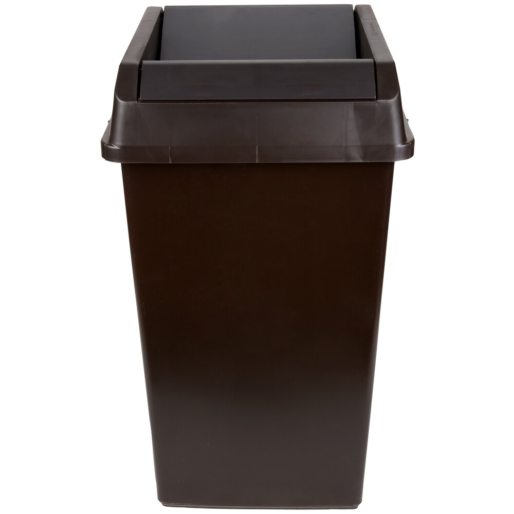 Continental Swingline 25 Gallon Brown Square Trash Can and Drop Shot