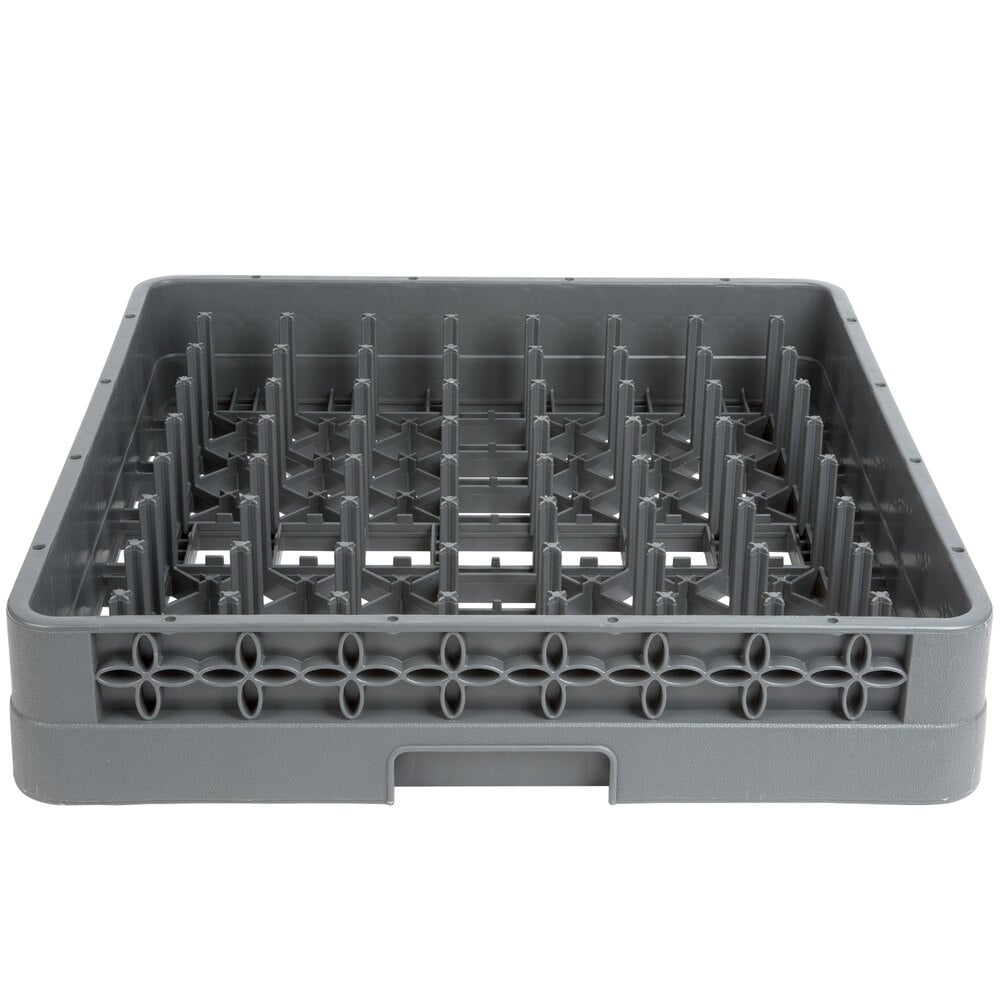 Gray plastic glass rack with closed sides
