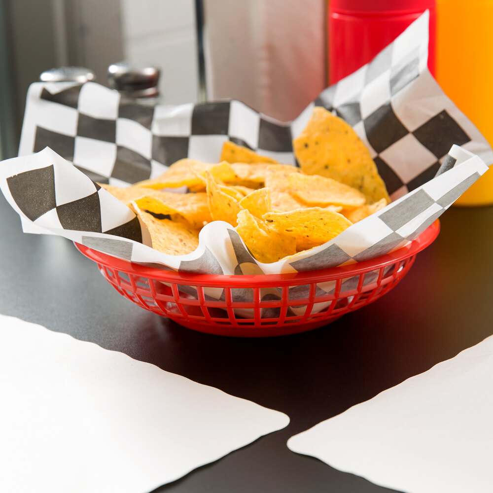 Red 8" Round Plastic Fast Food Basket 12/Case