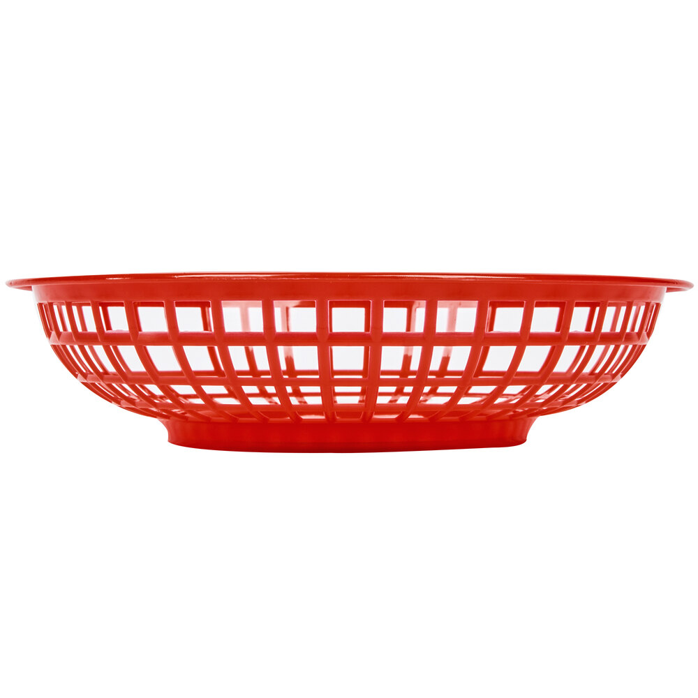 Red 8" Round Plastic Fast Food Basket 12/Case