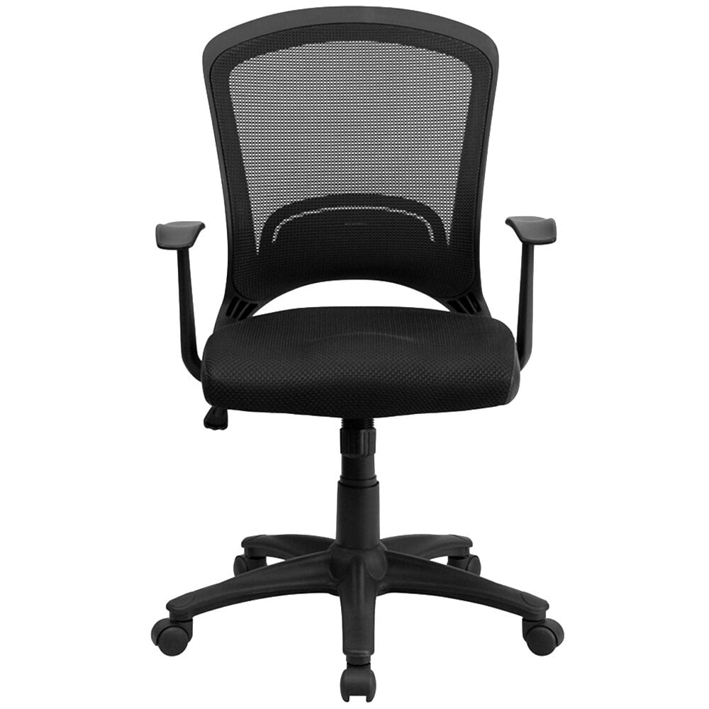 Flash Furniture HL-0007-GG Mid-Back Black Mesh Office Chair with Arms