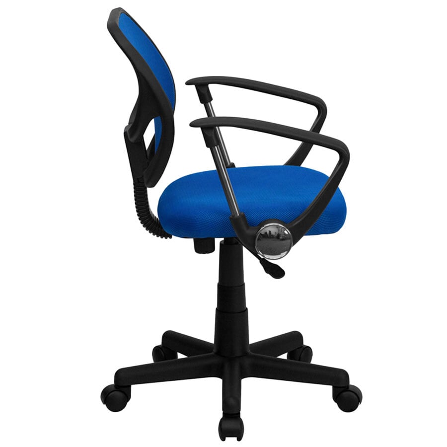 Flash Furniture WA-3074-BL-A-GG Mid-Back Blue Mesh Office \/ Task Chair with Nylon Frame, Swivel ...
