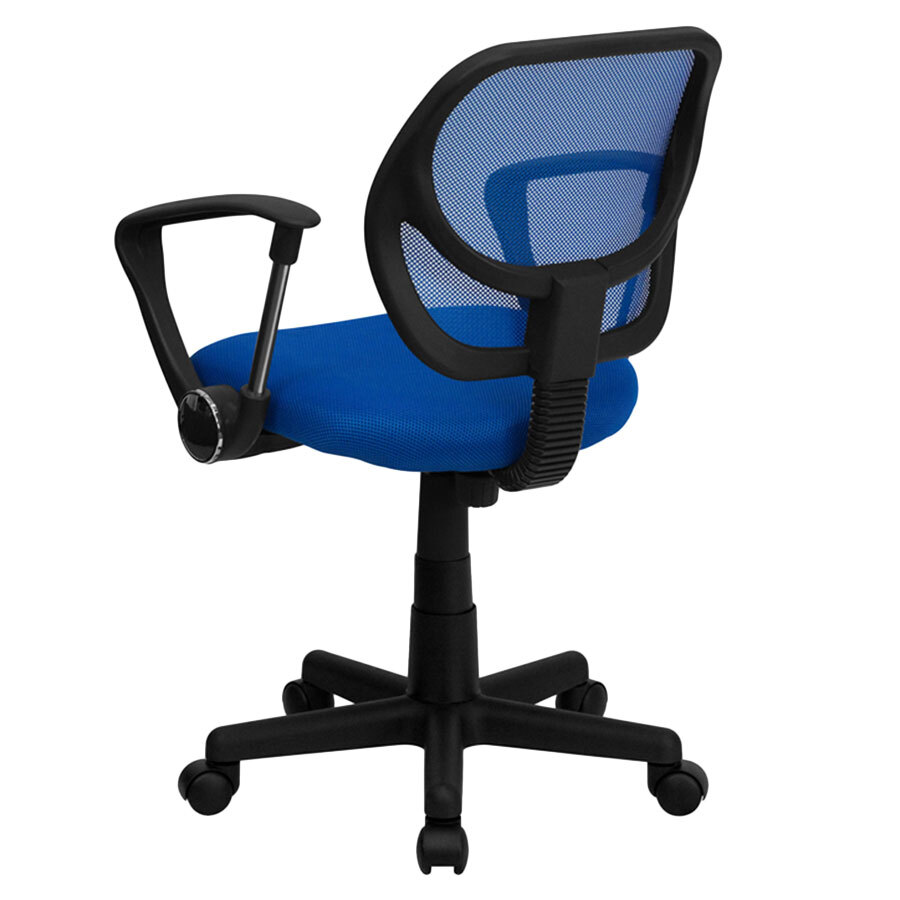 Flash Furniture WA-3074-BL-A-GG Mid-Back Blue Mesh Office \/ Task Chair with Nylon Frame, Swivel ...