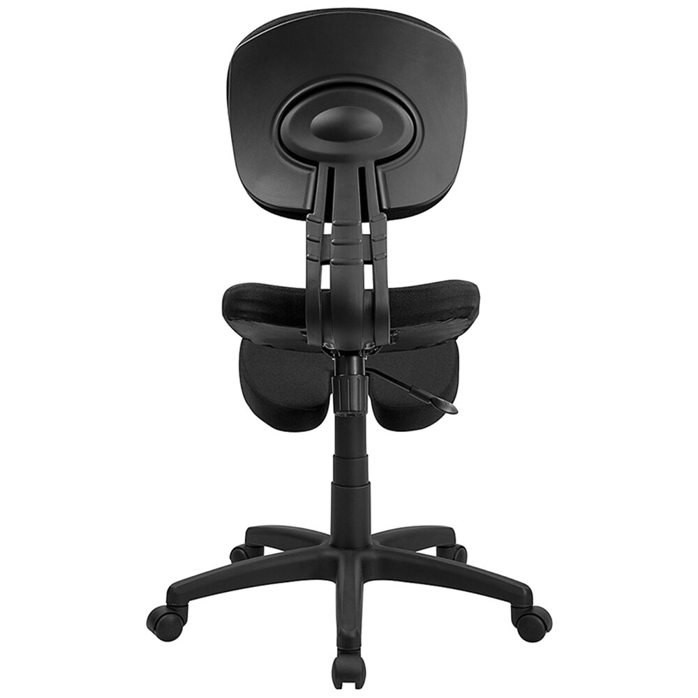 Flash Furniture WL1430GG Black Ergonomic Mobile Kneeling Office Chair with Nylon Frame, Swivel