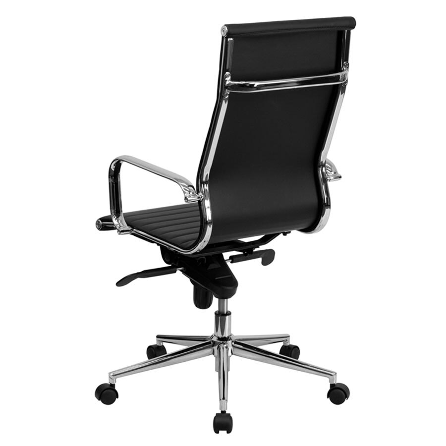 Flash Furniture BT9826HBKGG HighBack Black Ribbed Leather Executive Swivel Office Chair with