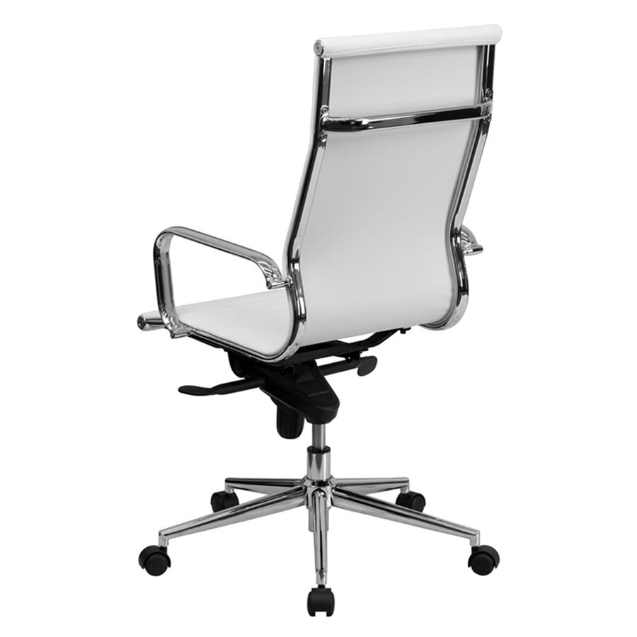 Flash Furniture BT-9826H-WH-GG High-Back White Ribbed Leather Executive ...