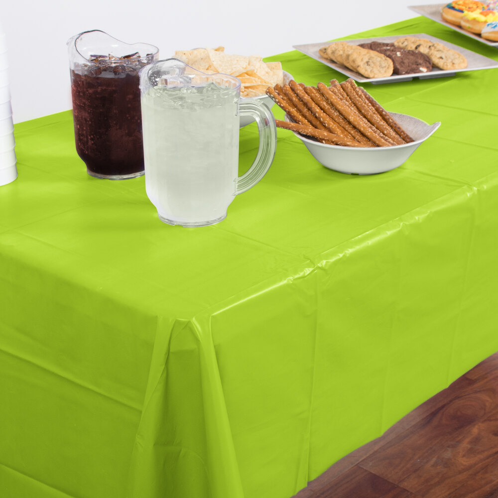 Creative Converting 723123B 54" x 108" Fresh Lime Green Disposable Plastic Table Cover
