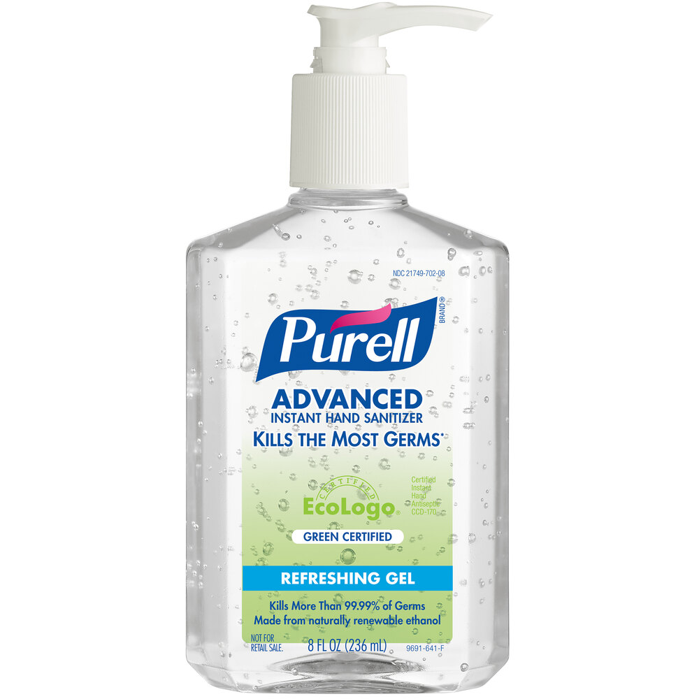 Purell® 9691 12 Advanced Green Certified 8 Oz Gel Instant Hand Sanitizer 12case 3032