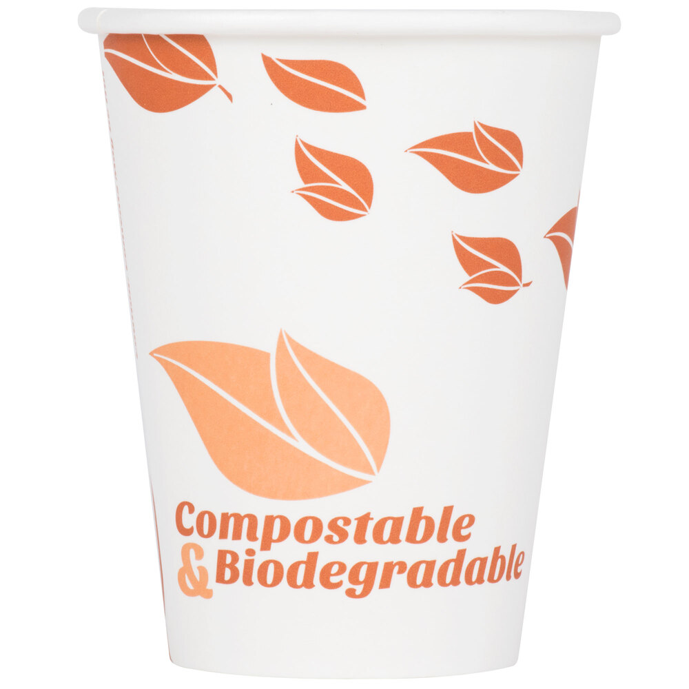 EcoChoice 12 oz. Leaf Print Compostable and Biodegradable Paper Hot Cup