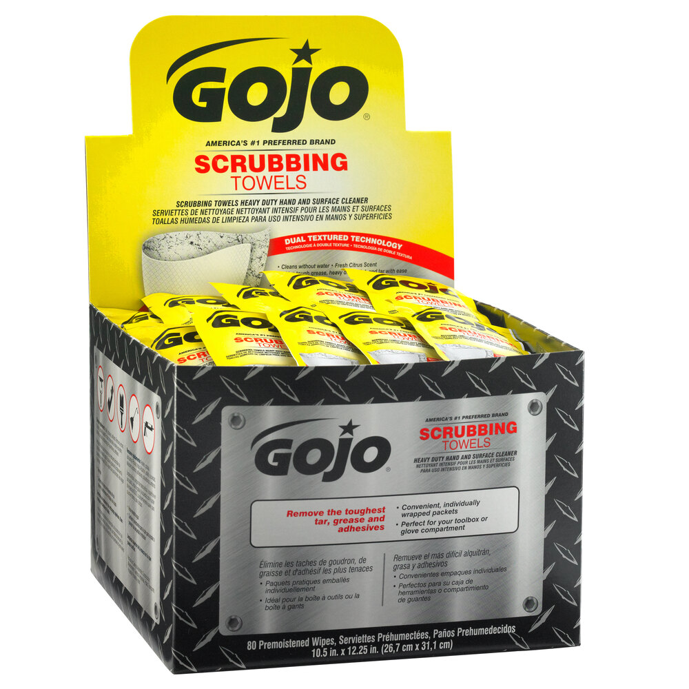 GOJO® 638004 Scrubbing Towels Heavy Duty Wipes 80 Count Display Carton